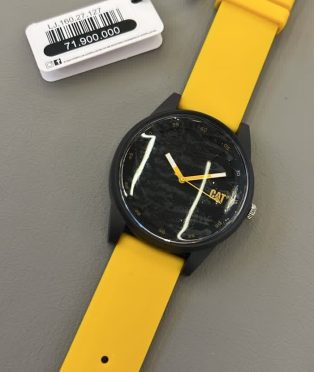 ساعت کاترپیلار امریکایی بند سیلیکونی زرد