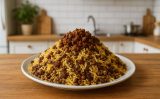 عدس پلو با گوشت چرخ شده (غذای روز)